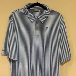 Ashworth blue striped polo shirt 2XL New